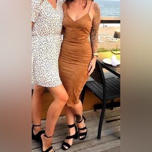 Brown faux suede dress